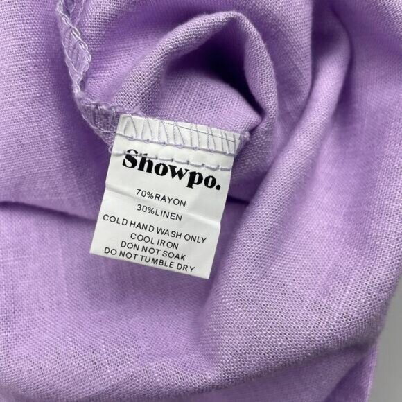 NWT SHOWPO Say It Ain't So Dress Sz 4 Lilac Linen Look - Picture 5 of 6